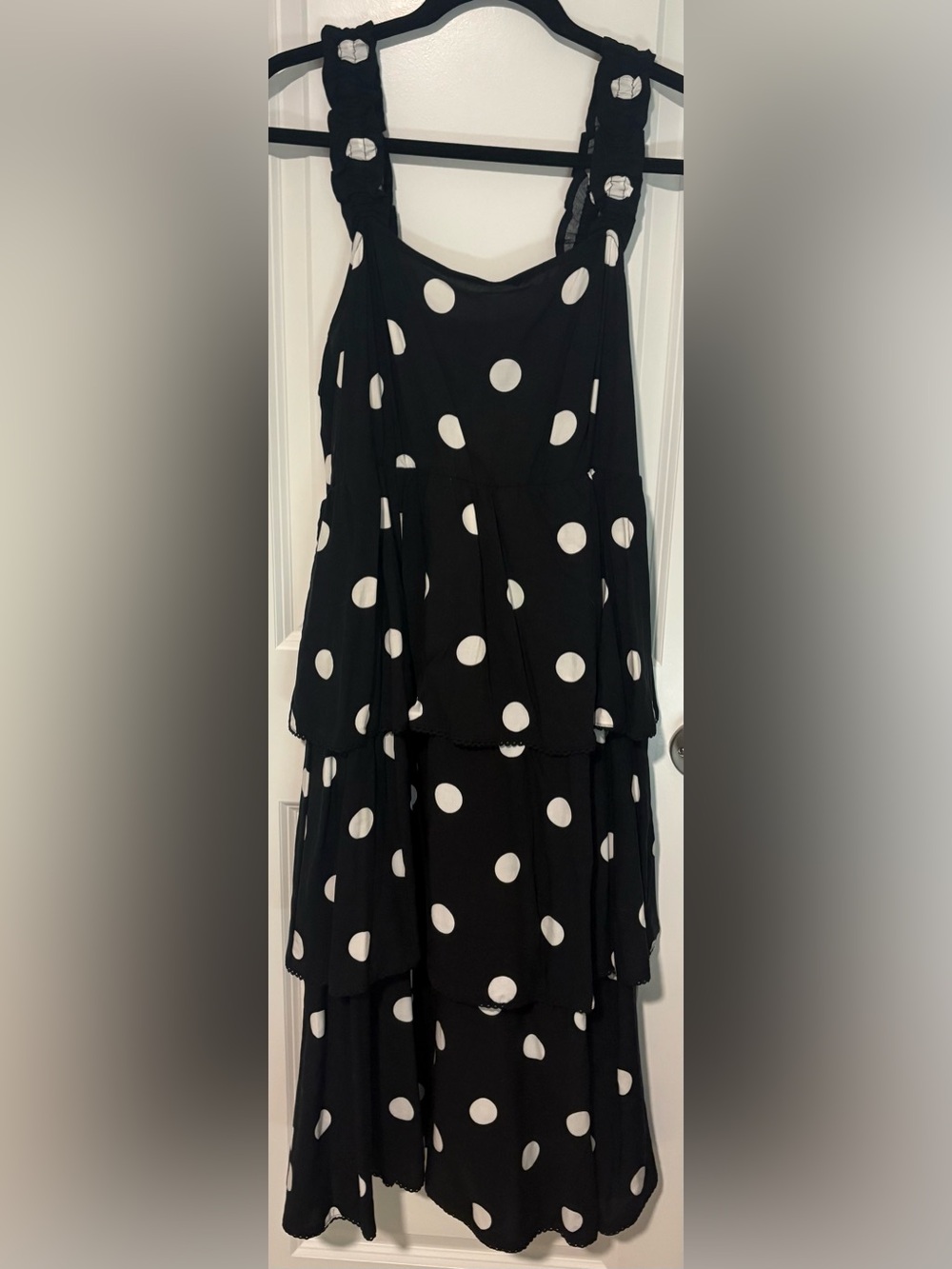torrid Black and White Polka Dot Tiered Ruffle Strap Dress NWT